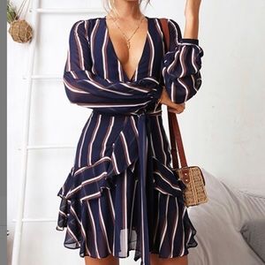 Stripes V-Neck Dress